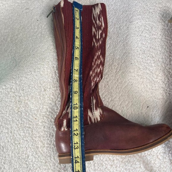 Reef Leather Fabric Knee High Boots Brown 6 - Picture 10 of 10